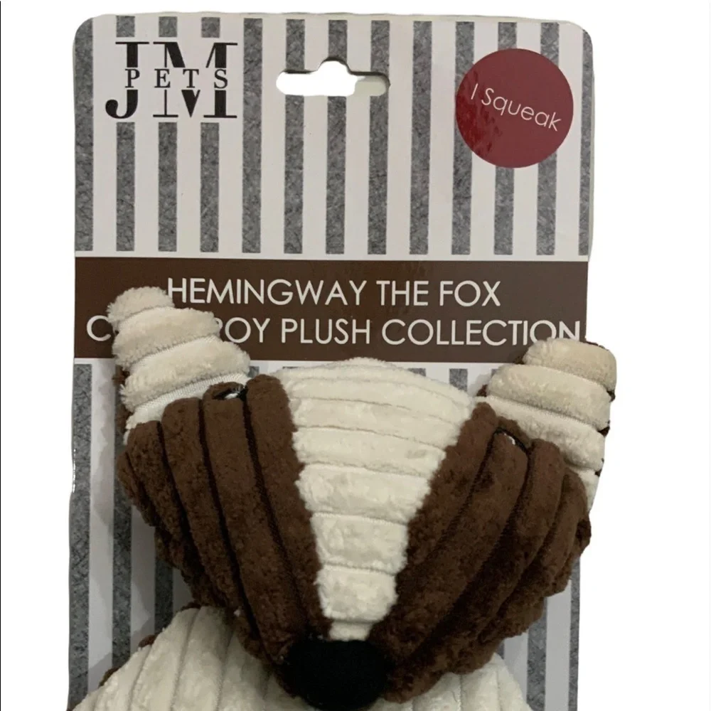 Plush Dog Toy Squeaky Crinkle Corduroy Hemingway the Fox Brown Tan 17 in